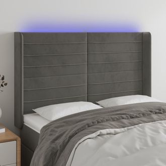 vidaXL Cabecero Con Led De Terciopelo Gris Oscuro 147x16x118/128 Cm Vidaxl