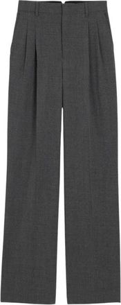 Ami Broeken, Dames, Grijs, XS, Wol, Broek met wijde pijpen en hoge taille van wol