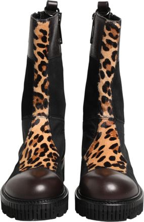 Dolce & Gabbana Multicolor Leopard Mid Calf Boots Mens Shoes