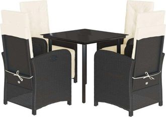 vidaXL Set De Muebles Jard&iacute;n 5 Pzas Con Cojines Rat&aacute;n Sint&eacute;tico Negro Vidaxl