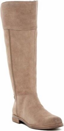 Franco Sarto Womens Caydee Suede Leather Wide Calf Tall Boots In Beige