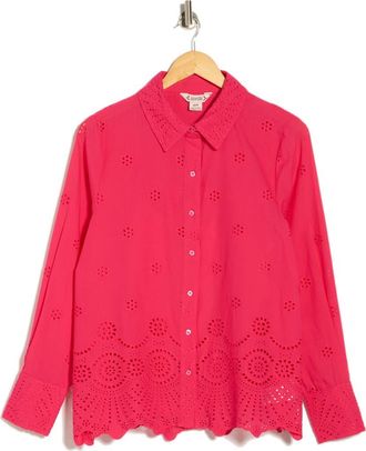 Nanette Lepore Long Sleeve Eyelet Top in Prim Rose Pink at Nordstrom Rack, Size Large