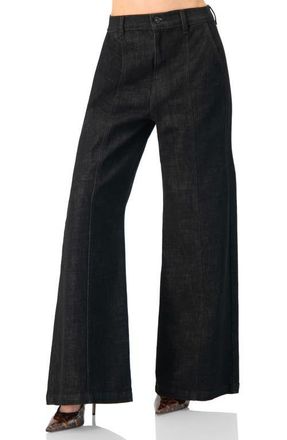 Ivonne High-Waisted Wide-Leg Denim Jeans in Black at Nordstrom, Size 12