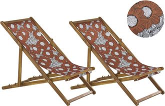 Beliani Tumbona de madera rojo