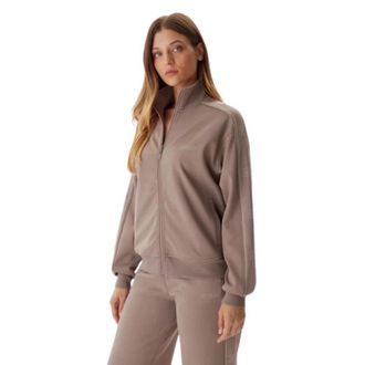 Guess Hoodies & sweatvesten, Dames, Bruin, L, Polyester, Octavia Sweatshirt met volledige ritssluiting