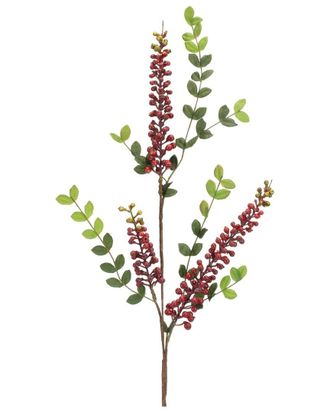 Melrose International Set Of 6 Burgandy Berry Foliage Spray