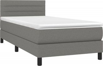 vidaXL Cama Box Spring Colch&oacute;n Y Luces Led Tela Gris Oscuro 80x200 Cm Vidaxl