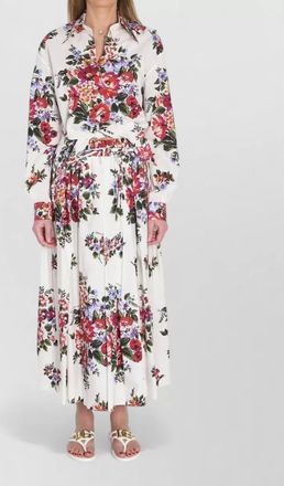 Dolce & Gabbana floral cotton midi dress belted waist