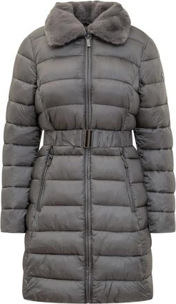 Michael Michael Kors fur trim longline jacket - women - Nylon/Polyester - S - Grey