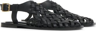 Mansur Gavriel Slingback Woven Sandal in Black/Black at Nordstrom, Size 11Us