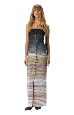 Missoni Long Strapless Viscose Dress With Lam&eacute; Threads in Blue at Nordstrom, Size 42 It