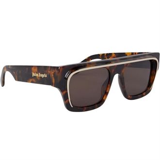 Palm Angels Mens Accessories Salton Rectangle Sunglasses in Havana Brown - One Size