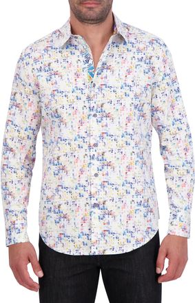 Robert Graham Mens Button-Down Shirt, White, Large