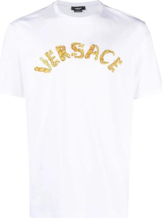 Versace Seashell Baroque T-Shirt - Heren - T-shirts - Wit - S - Katoen - Tops