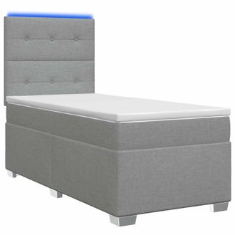 vidaXL Cama Con Base Tapizada, Colch&oacute;n Y Luz Led Gris Claro Tela Vidaxl
