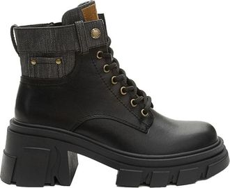 Keddo Casual Enkellaarsjes met Sluiting - Dames - Veterlaarzen - Zwart - 36 EU - Denim - Schoenen
