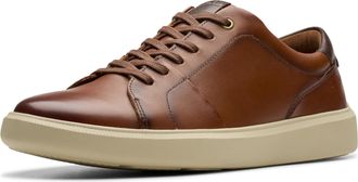 Clarks Mens Brodin Lace Sneaker, Dark Tan Leather, 10.5 UK Wide