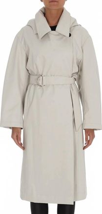 Moorer Hooded Stretch Trench Coat In Cream