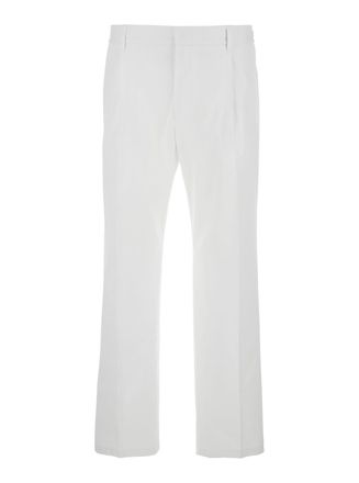 Dolce & Gabbana Five Pocket Pants With Logo Plaque On The Back In Cotton