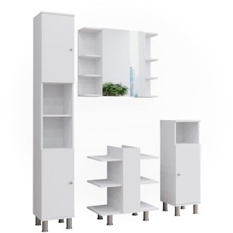Vicco Set De Muebles De Ba&ntilde;o Fynn, Blanco, 4 Partes