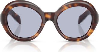 Prada 53mm Gradient Round Sunglasses in Classic Tortoise/blue at Nordstrom
