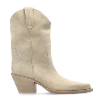 PARIS TEXAS Cowboy Boots, female, Beige, Size: 8 1/2 US Dakota Suede Heeled Ankle Boots