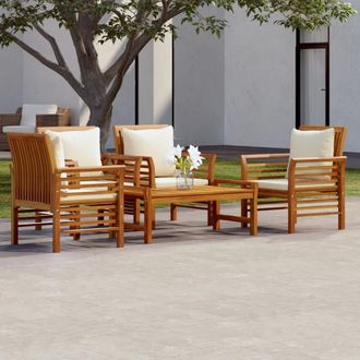 vidaXL Juego De Muebles Jard&iacute;n 5 Pzas Con Cojines Madera Maciza Acacia Vidaxl
