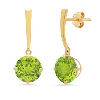 MAX + STONE 14k Yellow or White Gold 8mm Solitaire Gemstone Round Drop Dangle Earrings