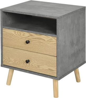 Woltu Woltu Comodino 2 Cassetti Tavolino Rettangolare In Legno Per Camera Da Letto
