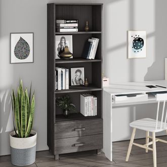 vidaXL Aparador Hamar Madera Maciza De Pino Gris Claro 60x35x180 Cm Vidaxl