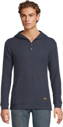 Rvca Dayshift Thermal Hooded Henley Mens T Shirt Moody Blue : SM, Cotton/Polyester