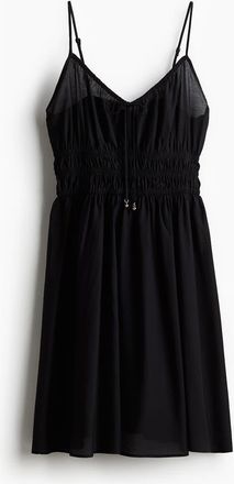 H&M Smocked Strappy Dress in Black at Nordstrom, Size Xx-Large