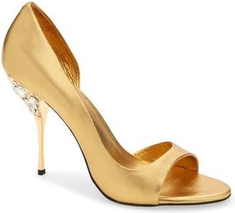 Jeffrey Campbell Alluria Crystal Heel Sandal in Gold Combo at Nordstrom, Size 7.5