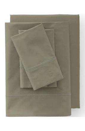 Lands End 417 Thread Count Premium Supima Cotton No Iron Sateen Fitted Bed Sheet in River Stone Green at Nordstrom, Size Queen