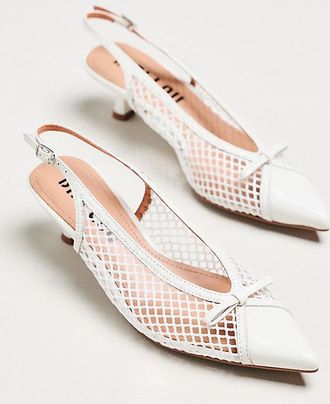 Bibi Lou Mesh Slingback Bow Kitten Heels