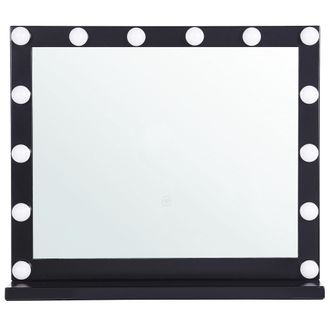 Beliani Beliani - Espejo De Maquillaje Iluminaci&oacute;n Led Metal Negro 50 X 60 Cm Tocador Beauvoir