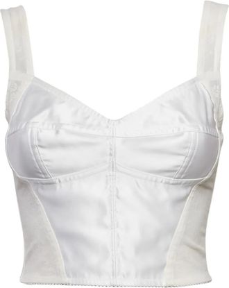 Dolce & Gabbana Bustier met satijnen mesh - Wit