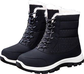 Generic Winter Snow Boots Womens Fur Lined Shoes Anti-Slip Warm Walking Ankle Boots Wear-Resistant Outdoor Comfortable Lightweight Waterproof Ladies Thermal W