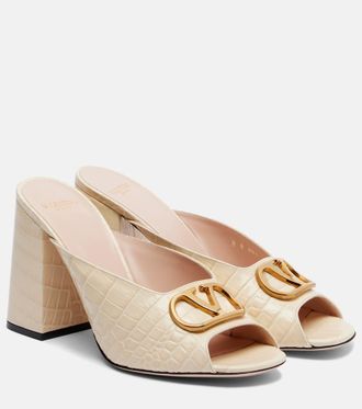 Valentino Garavani VLogo croc-effect leather mules