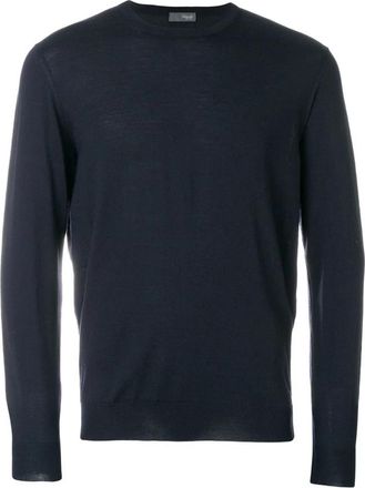 Drumohr Girocollo ML Rasato - Heren - Ronde hals truien - Blauw - XL - Wol - Truien & Vesten