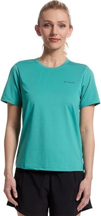 Columbia Wild Springstm Short Sleeve Womens Clothing Teal : SM, Elastane/Polyester