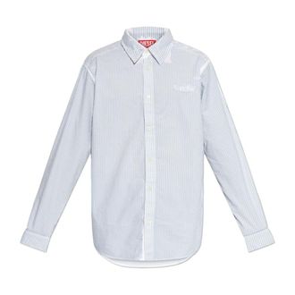 Diesel S-Simply-Qmbz Shirt - Heren - Zakelijke Overhemden - Blauw - M - Katoen - Overhemden