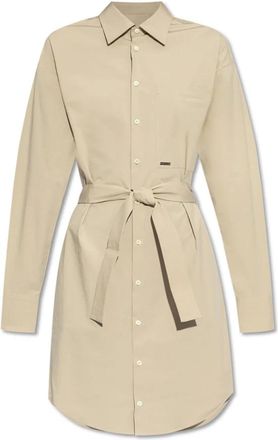 Dsquared2 Jurk met Riem - Dames - Shirt Kleedjes - Beige - M - Katoen - Kleedjes