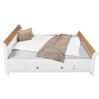 M&S Collection Letto Alla Francese 180x200 Pino Massello Bianco Rovere Con Cassetto
