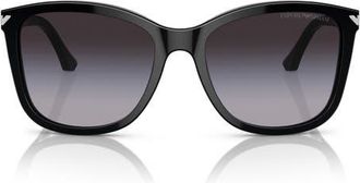 Emporio Armani 56mm Gradient Square Sunglasses in Shiny Black /Gradient Grey at Nordstrom