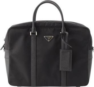 Prada Pre-owned Prada Saffiano Trimmed Tessuto Business Bag Unisex H3O56ET6KGX5L0Z6