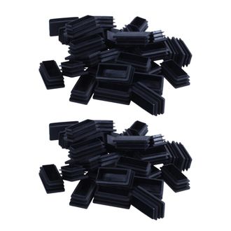 OEM Tapones De Pl&aacute;stico Rectangulares De 25x50 Mm Para Tubos De Enmascaramiento, 60 Unidades, Color Negro