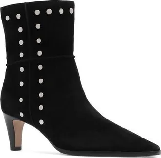 FRANKiE4 Reign Studded Pointed Toe Bootie in Black Suede Stud at Nordstrom, Size 8.5