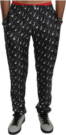 Dolce & Gabbana Loungebroek met Muziekinstrumentenprint - Heren - Slim Fit Broeken - Zwart - S - Broeken