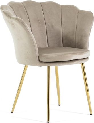 Siediti Fuori e Dentro Sillón concha terciopelo beige patas oro